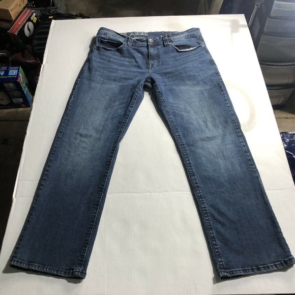 Mens TK Axel Blue Denim Jean Straight Leg Medium Wash Size 34 x 32 - Picture 2 of 7